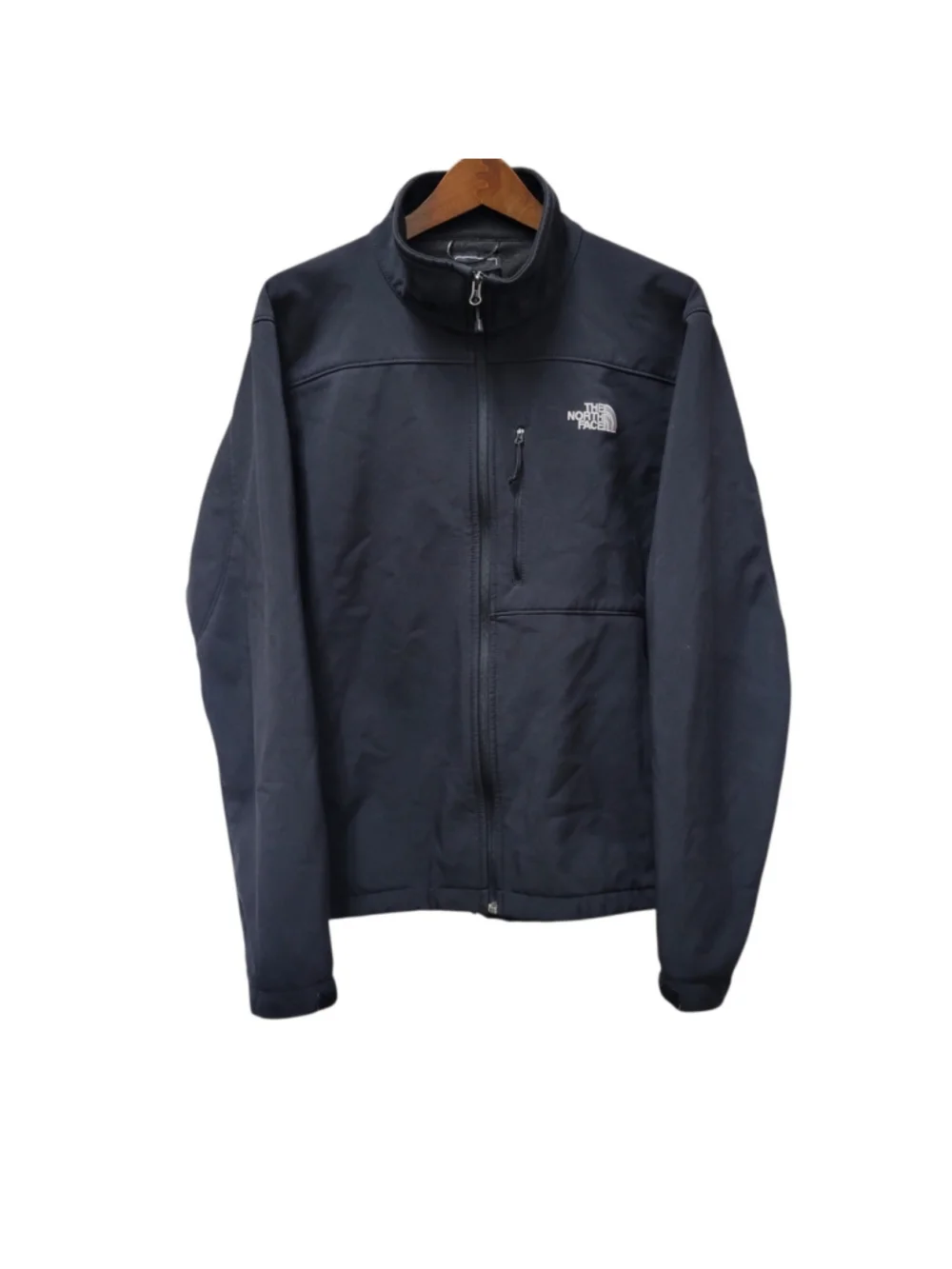North Face Men's Black Softshell Full-Zip Long-Sleeves Zip-Pockets Jacket Large